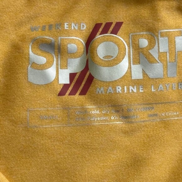 Weekend Sport Yellow Crewneck T-Shirt Minimalist Circle Design Marine Layer sz S - Picture 9 of 10